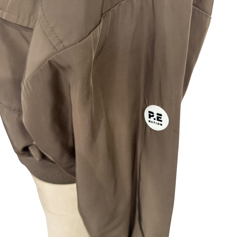 PE Nation Pursuit Bomber Jacket Womens S Walnut Brown Cropped Zip Up Logo - Picture 5 of 10